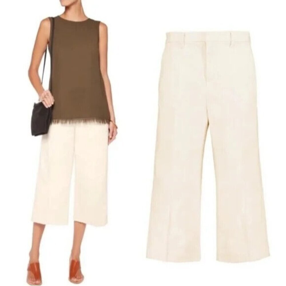 J. Brand x Theory Tove Coulotte Pant Wide Leg Crop Mystify Beige Size 2